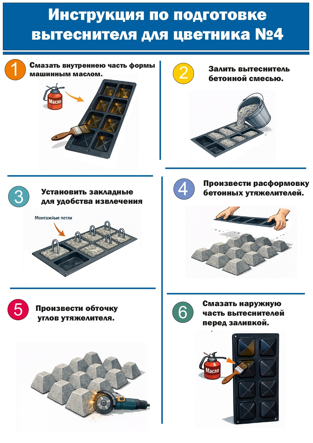 Форма для ритуального цветника №4 «Две розы» с вытеснителем